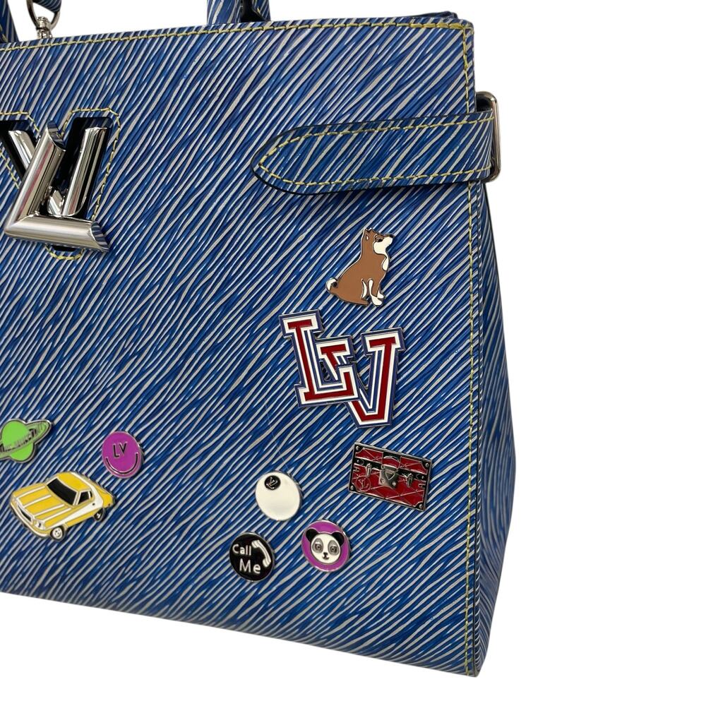 Louis Vuitton 2017 Twist Tote Limited Edition Pin Embellished Blue Epi Leather - Picture 4 of 12